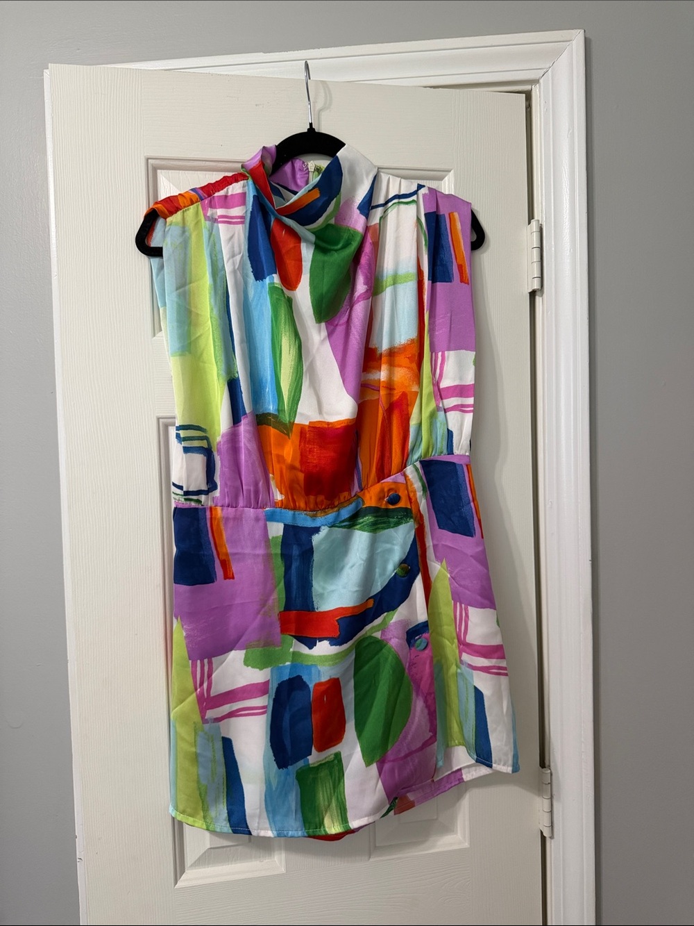 Colorful Abstract Print Sleeveless Romper/Dress Tunic